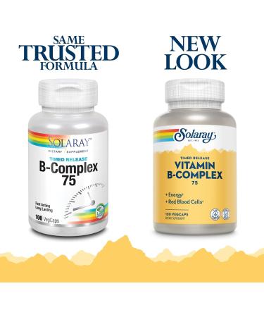 Solaray B-Complex 75 Timed-Release | 100 Vegan Capsules for Energy & Wellness - Buy Online on GoSupps.com