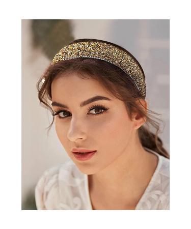 Wecoe Gold Diamond Glitter Headband for Women - Rhinestone Padded Bling Sparkle Headband - Fashion Hair Accessories for Women and Girls - Buy Online on GoSupps.com
