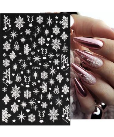 8 Sheets Christmas Nail Art Stickers Decals Self-Adhesive White Snowflakes Winter Nail Supplies Nail Art Design Decoration Accessories Glitter White & White - Buy Online on GoSupps.com