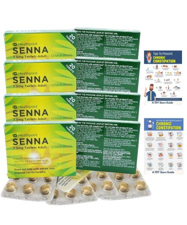 Senna Pods (4 Pack) Herbal 80 Laxative Tablets Relieve Constipation in Adults. TDY Bundle Including Constipation Relielf & Prevention Guides - Buy Online on GoSupps.com