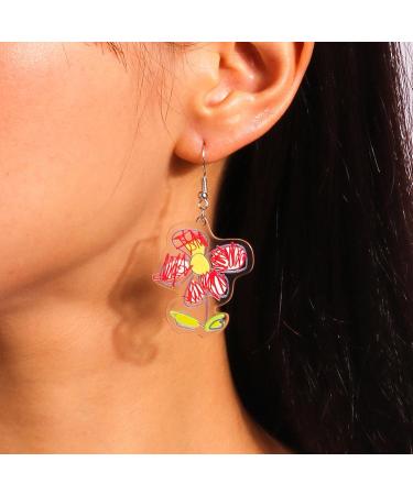 Feyley Acrylic Earrings - Elegant Drop Flower Charm Jewelry for Women - Fashion Statement in Blue - Buy Online on GoSupps.com