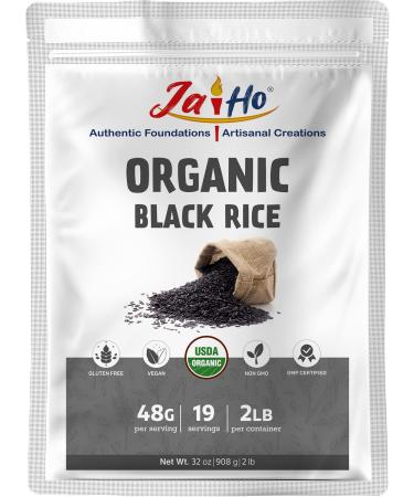 Certified USDA Organic Black Rice Whole Grain - 2 LB - Gluten Free, Vegan, Non-GMO - Resealable Zip Lock Pouch - by Jai Ho