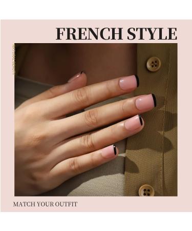 FANDAMEI 12-Pack Short Press on Nails French Tip & Glossy False Nails - Lightweight, Natural, Full Cover with Glue - Buy Online on GoSupps.com