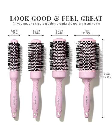 Luxury Round Brush Set for Women - Blowout Hair Brushes - Eco Gift by Lily England (Pink) - Buy Online on GoSupps.com