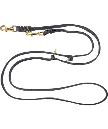 Premium Adjustable Dog Leash - Fat Leather & Brass for Small & Large Dogs | 2.40m Gray Double Linen - Buy Online on GoSupps.com