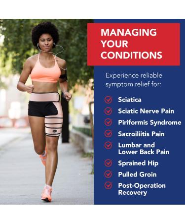 Doctor Developed Hip Support Brace for Piriformis Syndrome & Sciatica Pain Relief - Thigh Compression Sleeve for Hamstring Support - Hip Brace for Women & Men - Includes Doctor Handbook - L/XL Pink - Buy Online on GoSupps.com