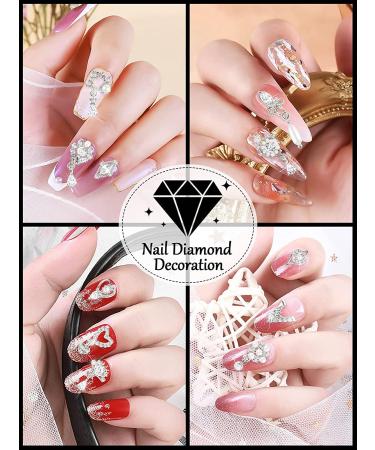 36 Pcs Luxury TOROKOM 3D Dangle Nail Art Charms - Gold Silver Heart Pearl Crystal Gems for Women - DIY Nail Design Craft Jewelry - Buy Online on GoSupps.com