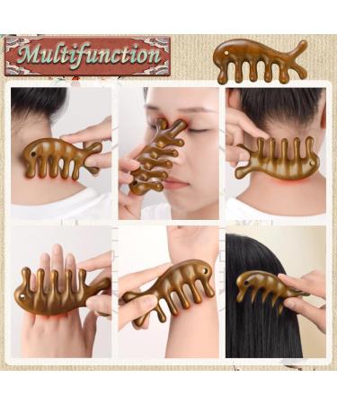 Tyxhxtf Massage Comb Set - 2 Wide Tooth Gua Sha Stones & Round Tooth Comb for Fatigue Relief | Ideal Massage Tool for Men & Women - Buy Online on GoSupps.com