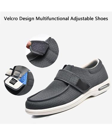 Men's Wide Width Adjustable Walking Shoes for Diabetic Feet - Black/Gray - Buy Online on GoSupps.com