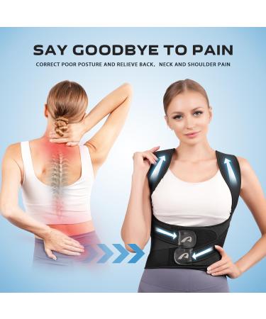 Back Brace Posture Corrector for Women & Men - Adjustable Full Support for Back Pain Relief - Scoliosis & Hunchback Correction - Size M Black - Buy Online on GoSupps.com