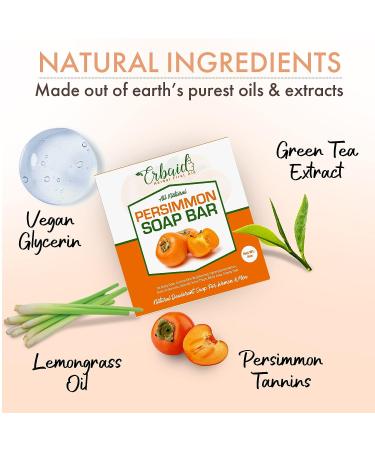 Persimmon Soap Bar for Body Odor Control - Purifying Deodorizing Body Wash with Japanese Persimmon & Green Tea Extract for Brightening Skin and Eliminating Nonenal Odor - Buy Online on GoSupps.com