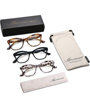 AMOMOMA Retro Cat Eye Reading Glasses 2.0x Blue Light Blocking Anti Eyestrain Readers - Grey Tortoise & Black & Brown Tortoise | AM6004 P1 - Buy Online on GoSupps.com