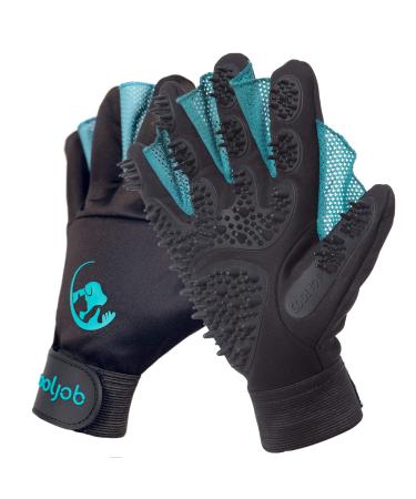 Cool job fur care gloves pet shampoo bath brush gentle glove with de-filter brush depilatory glove for cat dog horse rabbit (size M-L) - Buy Online on GoSupps.com