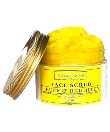 Natural Turmeric Facial Exfoliant with Niacinamide and Shea - Fragrance Free Face Sugar Scrub for Glowing Skin