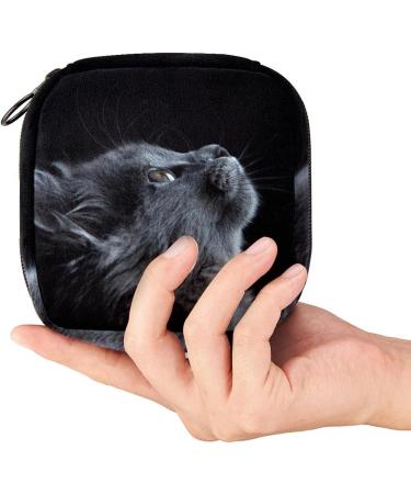 Stylish Gray Cat Women's Napkin Storage Bag | Portable Menstrual Cup & Bandage Organizer for First Period - Buy Online on GoSupps.com