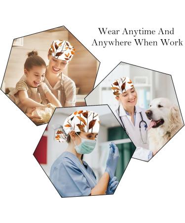 2 Pieces Scrub Caps Women Autumn Flowers Scrub Caps Women Ponytail for Kitchen Multicolour - Buy Online on GoSupps.com