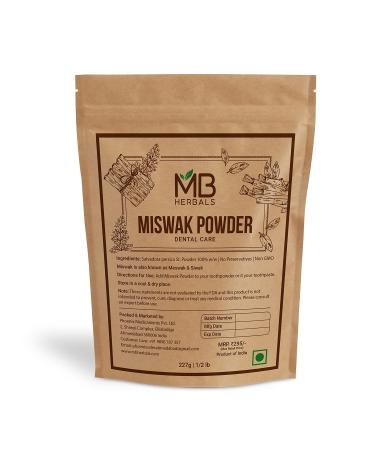 MB Herbals Miswak Powder 8 oz (0.5 lb) | 100% Pure Siwak Sewak | Salvadora persica | Natural Tooth Powder | Miswaq Toothpowder
