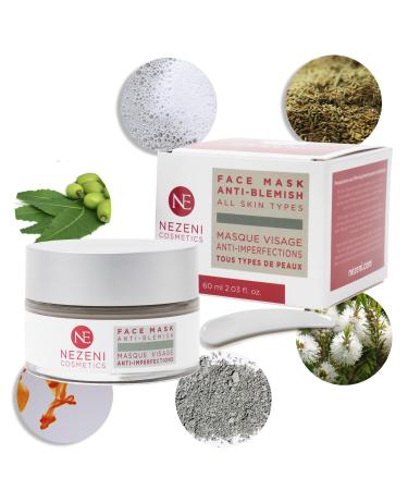 NE NEZENI Nezeni Facial Acne Mask 60 ml | 14 active ingredients | Salicylic acid niacinamide azelaic acid tea tree and neem | Anti-acne | Vegan | For oily and acne-prone skin | Low in
