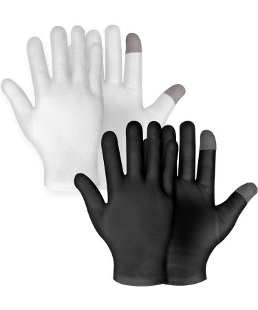 Dimeho 2 Pairs Moisturizing Gloves Touch Screen Cotton Spa Lotion Glove Overnight Bedtime Skin Care Gloves Eczema Glove for Dry Chapped Hands Women Beauty (White + Black) - Buy Online on GoSupps.com