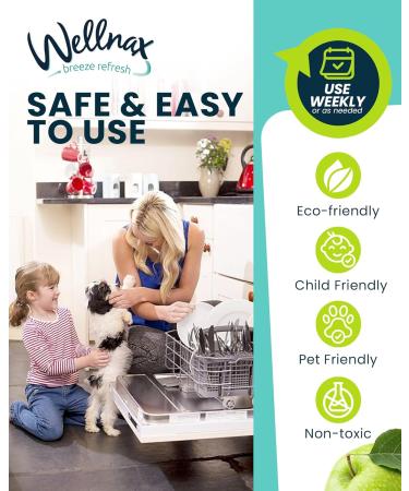 Wellnax Green Apple Dishwasher Cleaner & Deodorizer - 60 Wash Cycle Freshener Odor Eliminator & Spot Prevention - Buy Online on GoSupps.com