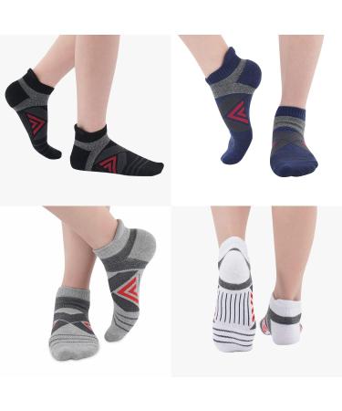 KC-TAHO Men's Sports Compression Socks 4-Pack - Large Size, 16-23 mmHg, Cotton Cushioned, Achilles Tendonitis Relief | A-Black+White+Gray+Navy - Buy Online on GoSupps.com