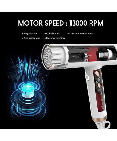Hair Dryer Diffuser Hairdryer Hairdryers for Women Travel Blow Dryer Curly Hair Lightweight High Rotation Speed Brushless Portable Negative Ions Quick Dry Wind Adjustable (195X206X46mm White) 195X206X46mm White - Buy Online on GoSupps.com
