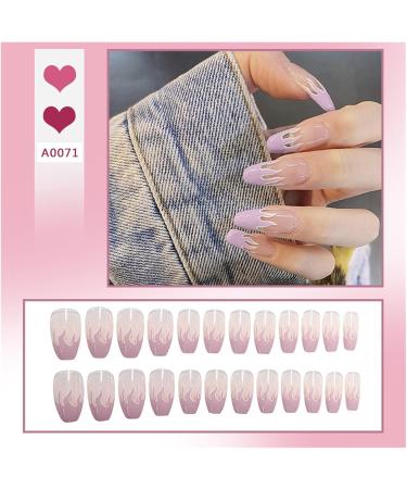 Nail art patches beautiful and fashionable nail patches finger decorations cosmetics and decorative supplies purple flame short ballet nails cat-eye taro fake nails medium ballet whitening hand Purple Flame Glue Type - Buy Online on GoSupps.com