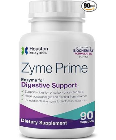 Houston Enzymes Zyme Prime 90 Capsules Professionally Formulated to Support Digestion of Carbohydrates & Fats Enhanced with Lactase for Lactose Intolerance Helps Relieve Gas Bloating - Buy Online on GoSupps.com
