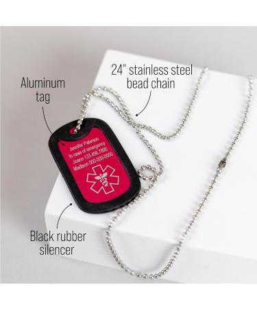 Buy MIA MIA Custom Medical Alert Necklace - Aluminum Military Style ID Tag for Men & Women | Engraved Emergency Awareness Jewelry for Diabetes Allergy Epilepsy & Medical Conditions - Buy Online on GoSupps.com