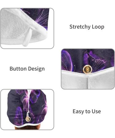 Purple Butterfly Hair Towel 2 Pack | Super Absorbent Quick-Dry Hair Turbans for Women & Girls - Buy Online on GoSupps.com
