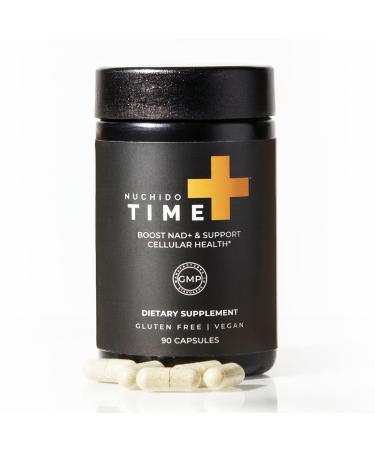 Nuchido Time+ NAD Supplement for Men & Women - Advanced Formula for Healthy Aging, Energy, Focus, Cellular Health & Longevity - Nicotinamide, Alpha Lipoic Acid, Quercetin - 90 Capsules