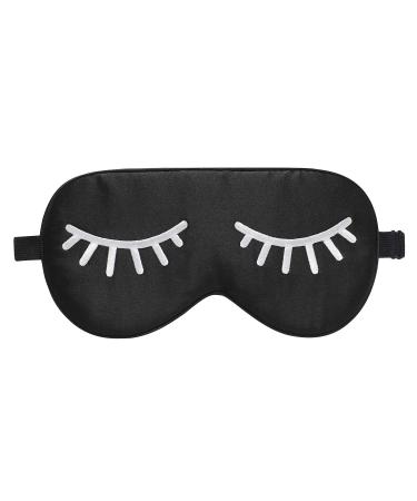 ZIMASILK 100% Natural Silk Sleep Mask Blindfold,Adjustable Super-Smooth Soft Eye Mask for Sleep with Bag(Eyelashes)