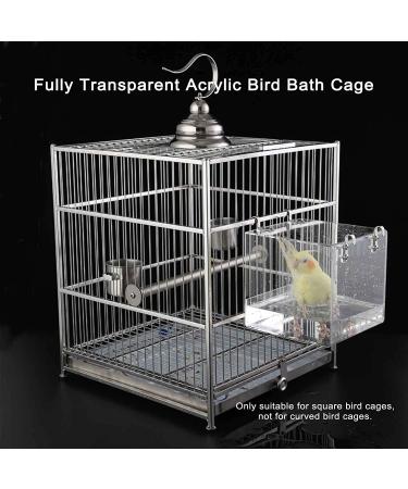 Hanging Bird Bath Cube | Transparent Shower Box Bowl with Stainless Steel Hooks for Small Birds - Ideal for Canary, Budgerigar, Parrots, and More - Buy Online on GoSupps.com