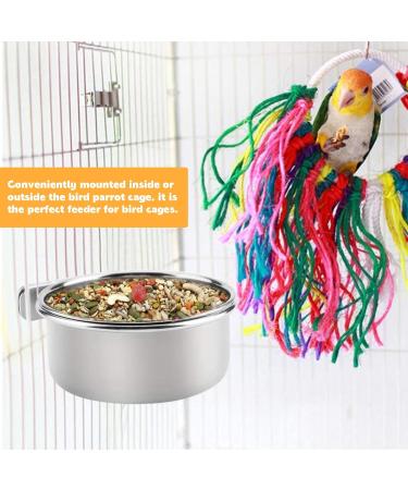 Amfrar 2 Pieces Stainless Steel Bird Feeding Bowls with Holder - 12cm Hanging Bird Bowls for Parrots Small Animals & Bird Cages - Buy Online on GoSupps.com