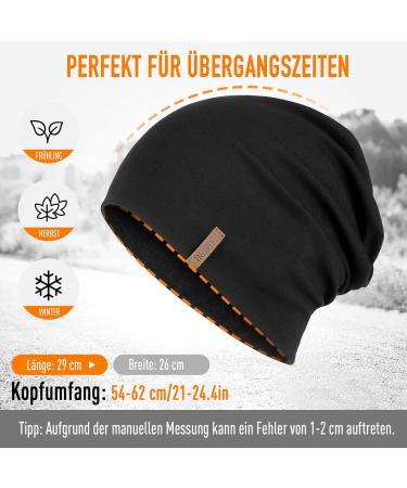 Slouch Beanie Hat for Men & Women - Soft Cotton Breathable Lightweight Jersey Chemo & Running Hat - Black | All Seasons - Buy Online on GoSupps.com