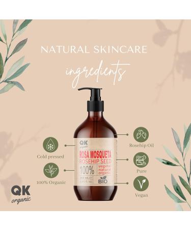 Rosehip Oil 100% Pure Organic Vegan - 250 ml - for Scars and Stretch Marks - Anti-Wrinkle Anti-Aging - BIO - Cold Pressed - Buy Online on GoSupps.com