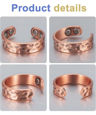 EnerCoppeX Pure Copper Ring for Men Lymphatic Drainage Adjustable Magnetic Ring 3500 Gauss Magnet (CPR-0282C-L) - Buy Online on GoSupps.com