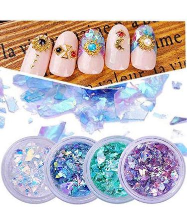 ZXR.Elwood 4 Colors Natural Artificial Nails Glass Paper Art Decoration Glitter Irregular Sequins Broken Piece Stickers - Buy Online on GoSupps.com
