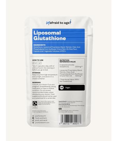 Buy Youth & Earth Liposomal Glutathione Max Strength 300mg (60 Capsules) - Made in UK - Buy Online on GoSupps.com