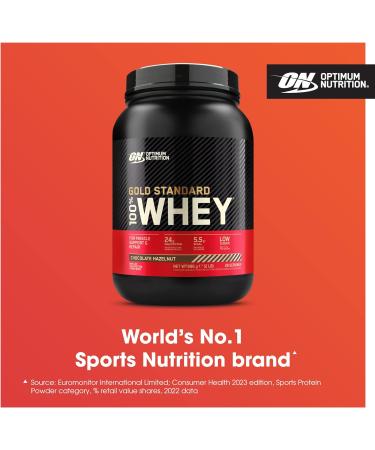 Optimum Nutrition Gold Standard 100% Whey Protein Powder - Chocolate Hazelnut, 896g (28 Servings) - Muscle Building and Recovery Formula with Glutamine and BCAA Amino Acids - Buy Online on GoSupps.com