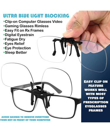 Blue Light Clip on Computer Glasses - Digital Eyestrain Relief for Video Gaming - Protect Eyes from Fatigue and Dryness (1 Pack) - Buy Online on GoSupps.com