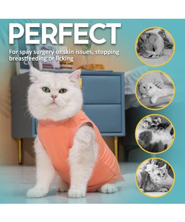 Avont Cat Recovery Suit | Post Surgery Kitten Onesie for Abdominal Wounds - Coral (M) - Buy Online on GoSupps.com
