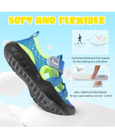 JOINFREE Toddler Water Shoes - Breathable Quick Dry Sneakers for Boys and Girls | Lightweight Barefoot Beach Sandals - 5 Toddler Blue Green - Buy Online on GoSupps.com