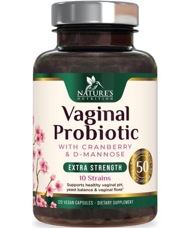 Vaginal Probiotics 50 Billion CFU - Supports Women's pH Balance Digestive UT & Feminine Health - Probiotic Blend with 10 Strains Cranberry & Prebiotics - Vag Women Health Supplements - 120 Capsules 120 Count (Pack of 1)