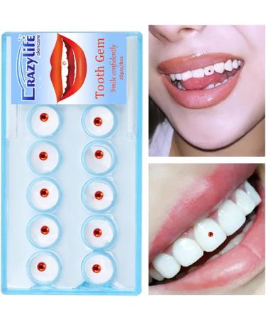 Boiler Red Dental Stones - 10 Pieces of Fashionable Crystal Tooth Jewelry & Nail Decor | DIY Tooth Decoration Box - Buy Online on GoSupps.com
