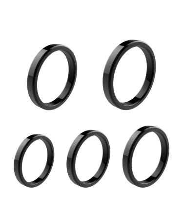 5 PCS Genuine Hematite Rings for Women Men Magnetic Hematite Stone Ring Balance Root Chakra Energy Crystal Therapy Anxiety Pain Relief Gift Size 8 Black 4mm-Size 8 (5PCS)