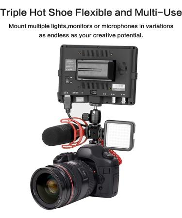 NUOBAKE 3-Side Hot Shoe Mount Adapter - 360 Swivel Triple Cold Shoe Bracket for DSLR Cameras - Buy Online on GoSupps.com