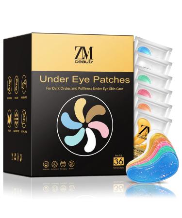 Under Eye Patches for Dark Circles and Puffy Eyes (36 Pairs) Golden Eye Mask with Retinol Collagen Hyaluronic Acid Rose Aloe Vera for Eye Treatment Skin Care for Men & Women