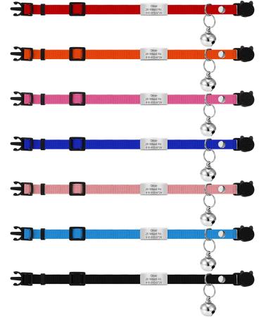 Personalized Breakaway Cat Collar with Engraved Name Tag - Adjustable Kitten Safety Collar with Bell - 7 Colors - Customizable up to 3 Lines of Text - Buy Online on GoSupps.com