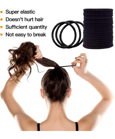 HXC 50PCS Black Hair Bands - Strong 4mm Thick Elastic Ties for Women's Ponytail - Hair Bobbles Hair Accessories - Buy Online on GoSupps.com